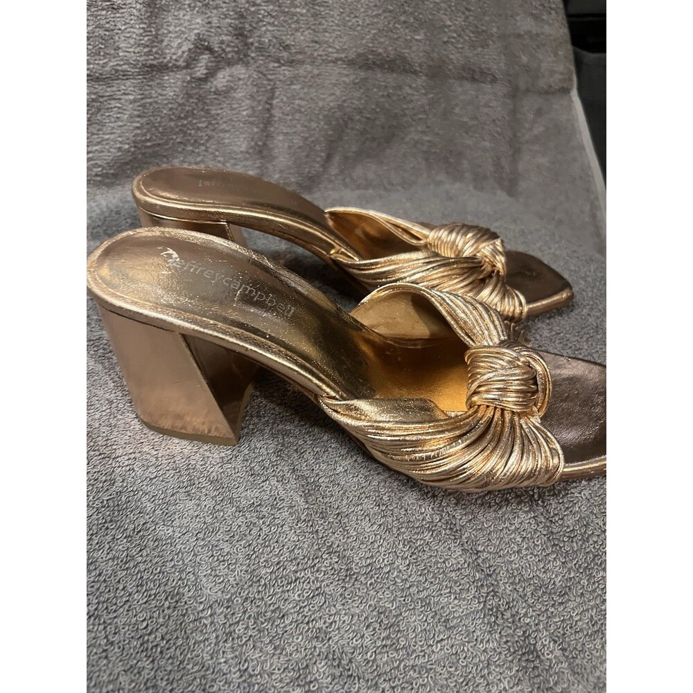 Jeffrey Campbell High Block Heel Gold Metallic Sandal Women Size 8 - Picture 7 of 7
